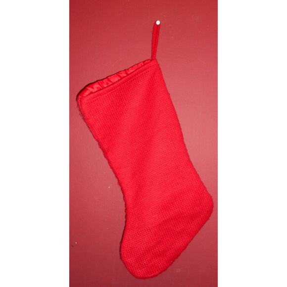 20" Christmas Stocking Red Knit w/Silver Monogram Letter R by Harvey Lewis - Picture 2 of 2